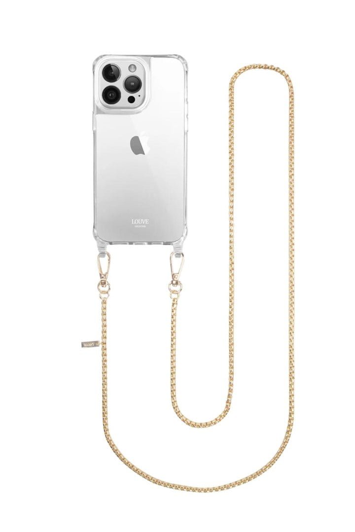 Classic clear phone case and gold-plated chain